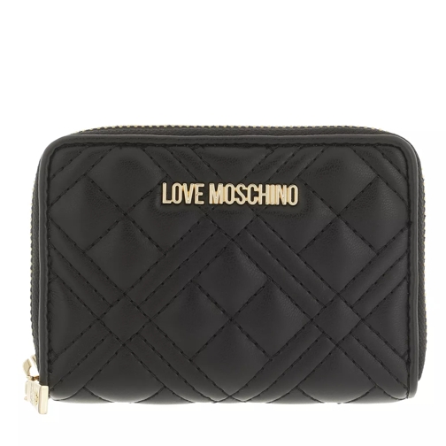 Love Moschino Portaf.Quilted Pu Nero Nero Portemonnaie mit Zip-Around-Reißverschluss