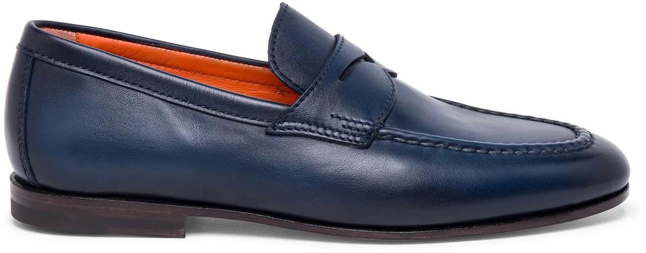 Santoni Loafer - Men?s leather penny loafer - Gr. UK_11 - in Weiß - für Herren