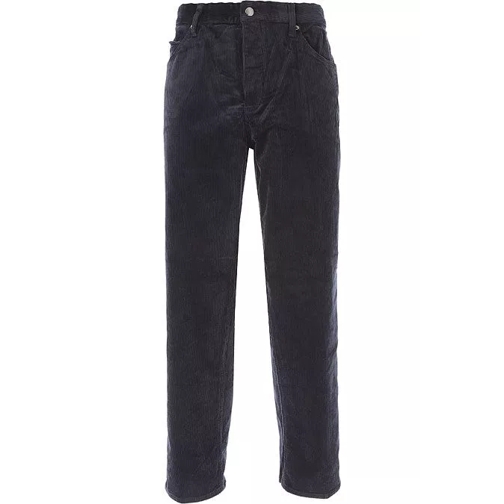 Emporio Armani Ribbed And Velvet Effect Trousers Blue 