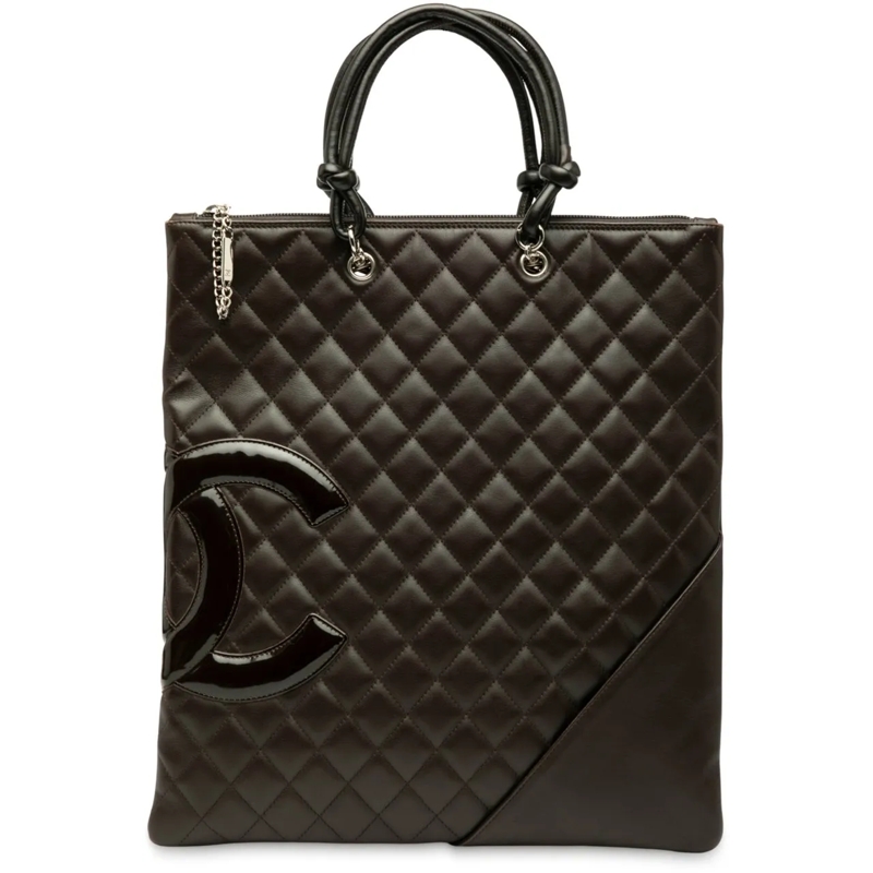 Chanel Shopper Quilted Lambskin Cambon Ligne Flat Tote braun