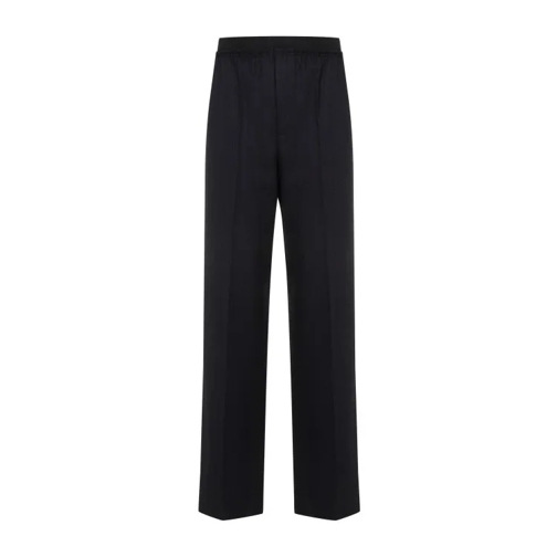 Bottega Veneta Stripe Black Blue Wool Trousers Black 