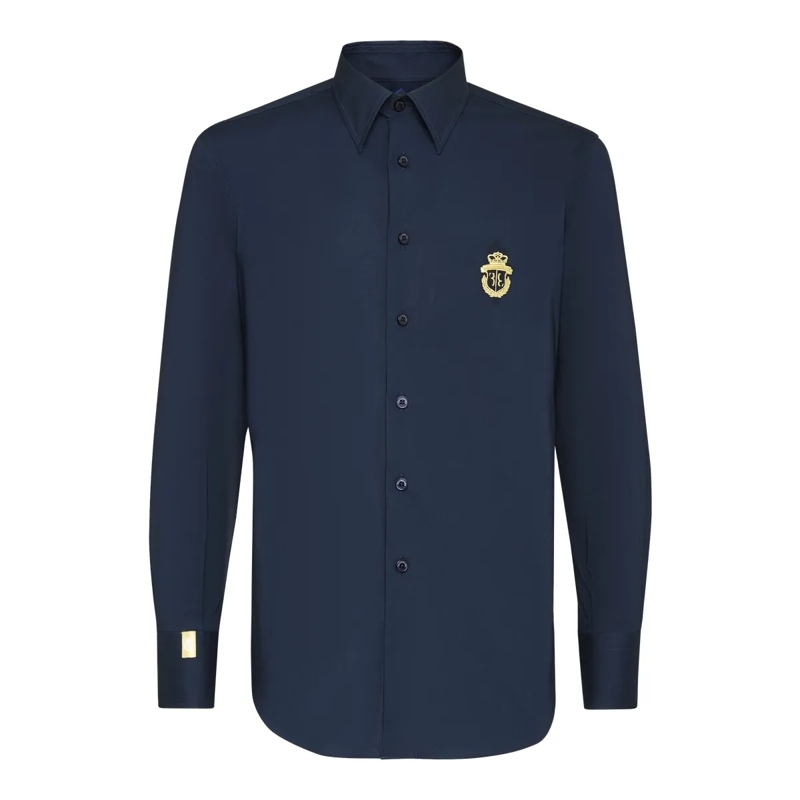 BILLIONAIRE Hemd Hemd Slim Fit Crest dunkel-blau