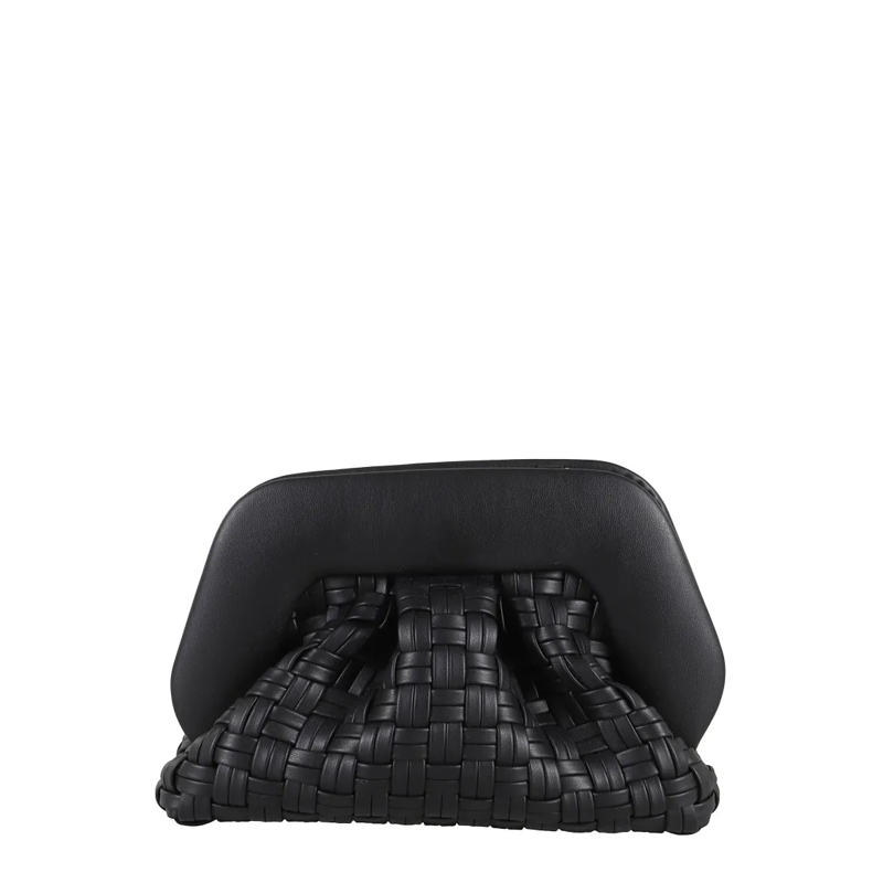 Themoirè Clutch Geo Micro Woven Clutch Bag Black