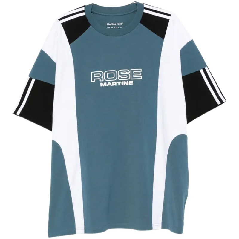 Martine Rose T-Shirt Oversized Panelled T-shirt Blue Agean Rose Outline blau