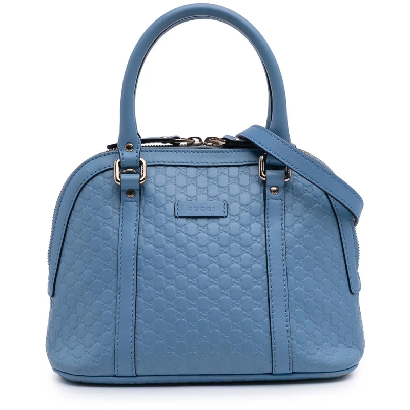 Gucci Schultertasche Mini Microguccissima Dome Satchel blau