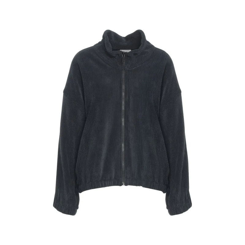 8Pm Veste de transition Ribbed Knit Top With High Collar And Full-Length Z Black