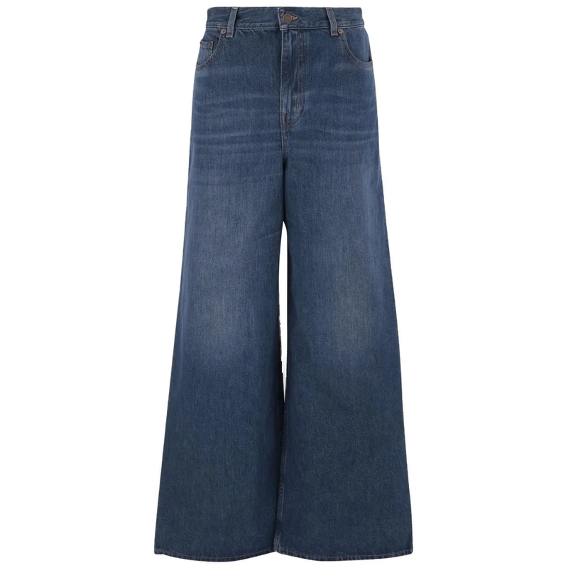 Chloé Wide-Leg-Jeans Wide Leg Cotton Denim Jeans Blue