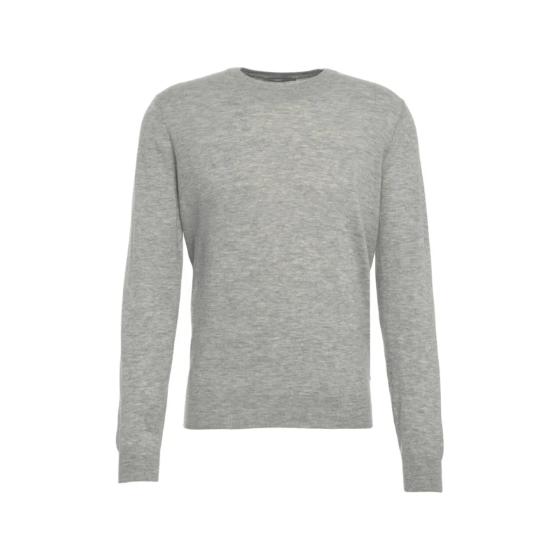 Gender Pullover Fine-Knit Grey Sweater With Classic Crew Neck And  Grey