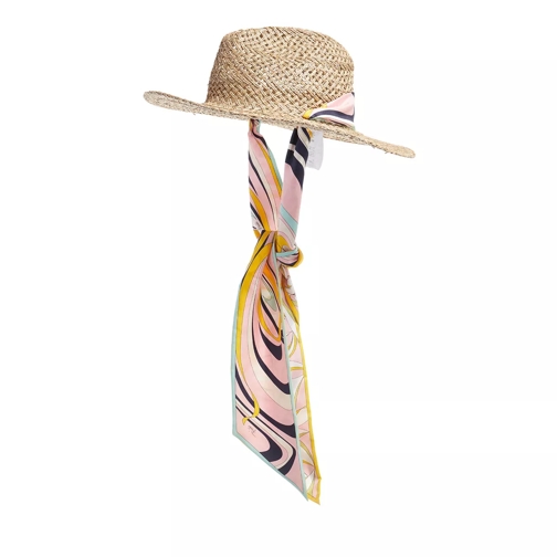 Emilio Pucci Hat Palm Straw And Silk Twill Naturale+Navy/Rosa Straw Hat