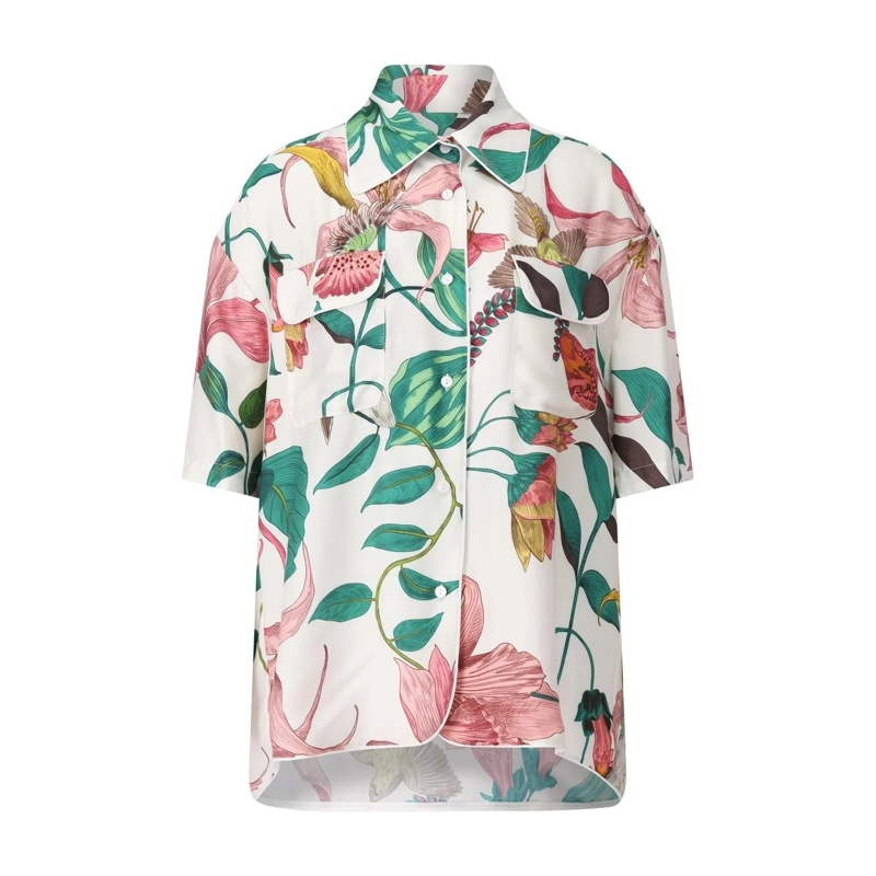 Lavi  Oversized Satinbluse Mida mit Muster Creme