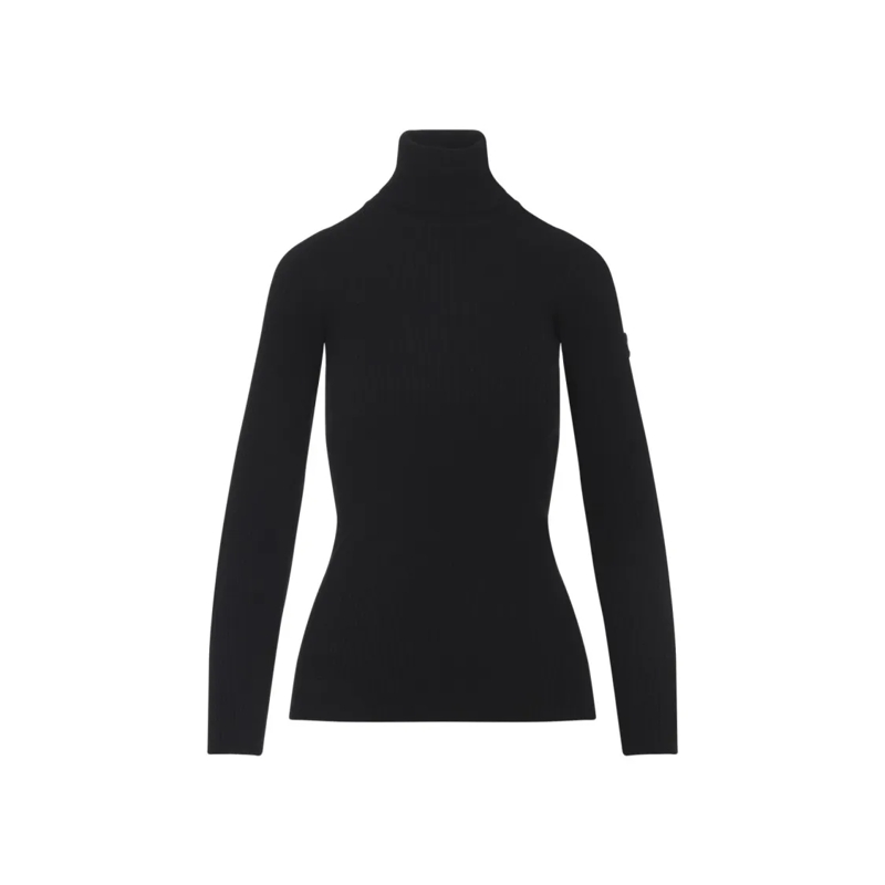 Yves Salomon Pull à col roulé Fitted Long-Sleeve Turtleneck Sweater With Ribbed  Black