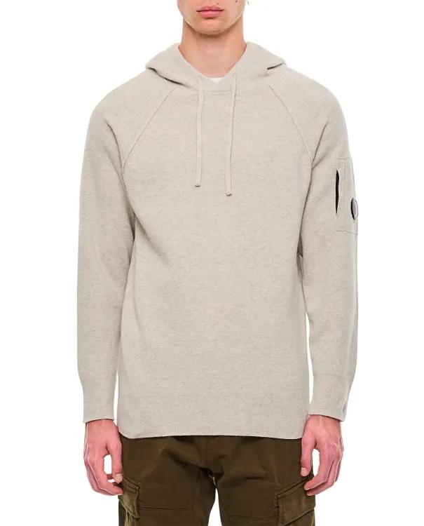 CP Company - Lambswool Grs Waffle Hooded Knit - Größe L - grau