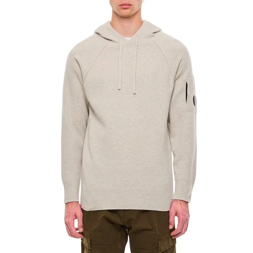 CP Company Lambswool Grs Waffle Hooded Knit Grey 