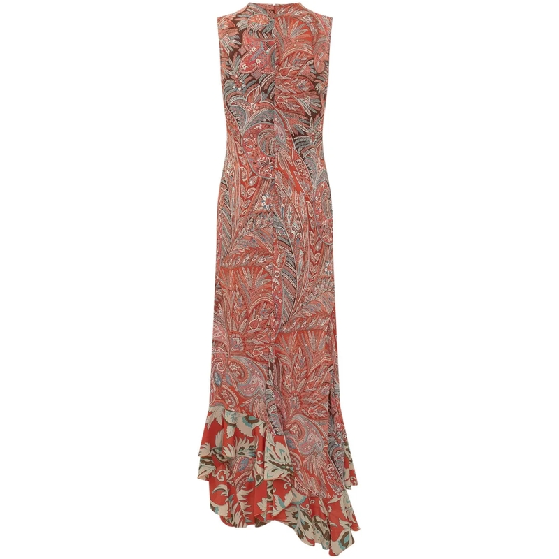 Etro Maxikleid Abito Lungo Senza Maniche con Balza rot(Image 2)