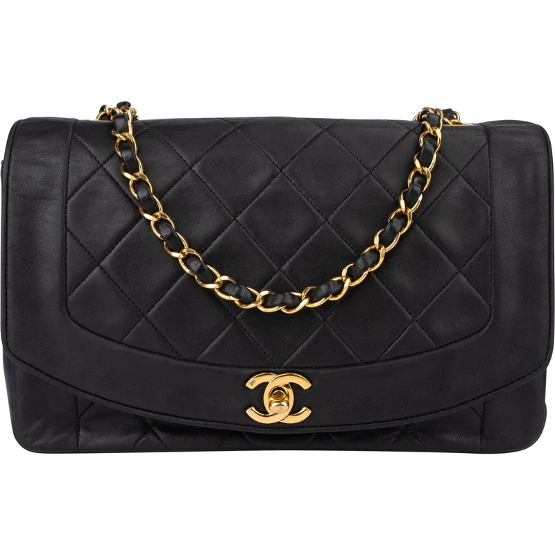 Chanel Sac à bandoulière Chanel Quilted Lambskin 24K Gold Single Flap Cross schwarz