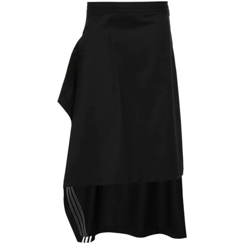 Y-3 Black Asymmetric Stripes Midi Skirt Black 