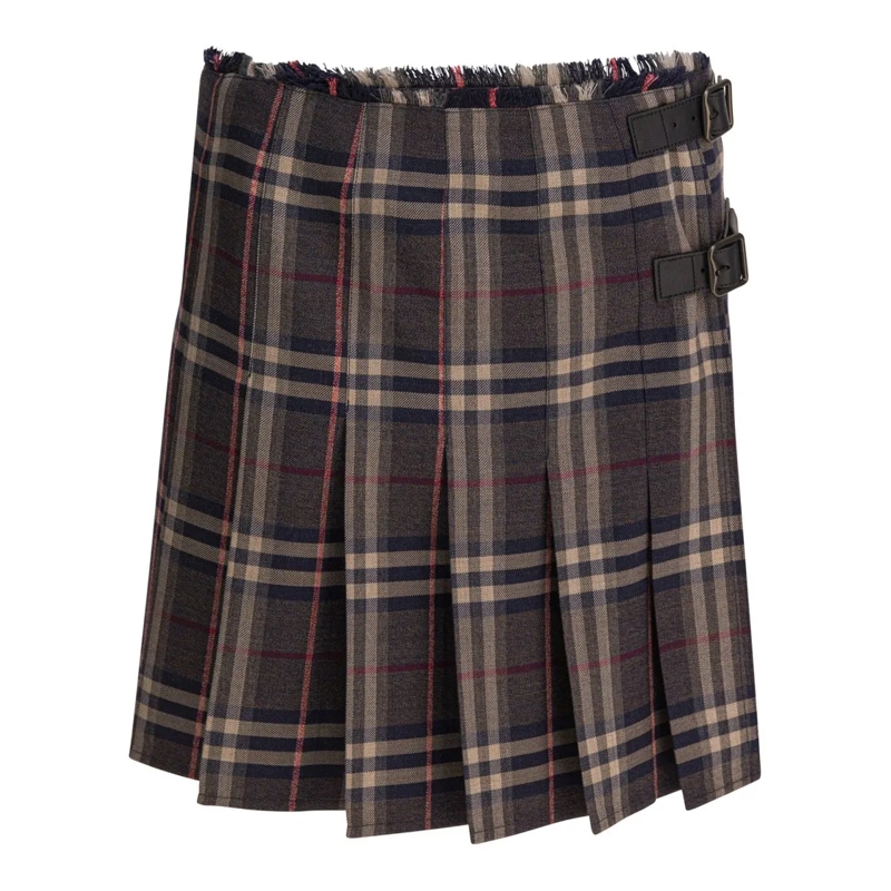 Burberry Minirock "Check" Wool Mini Kilt Brown
