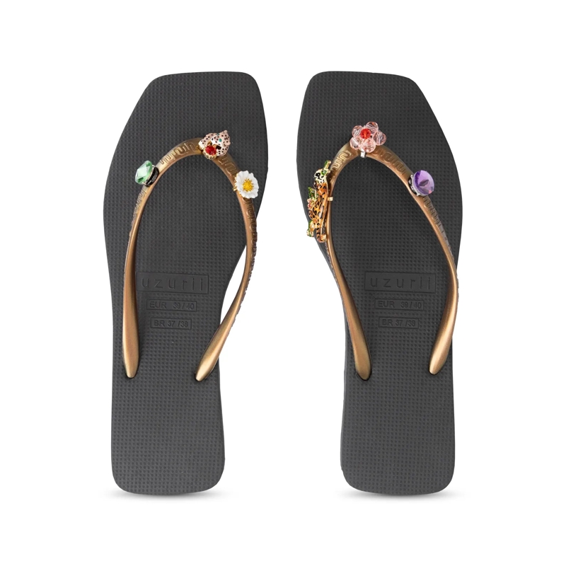 UZURII Flip Flops flip flop Flore Square Grande schwarz(Image 22)