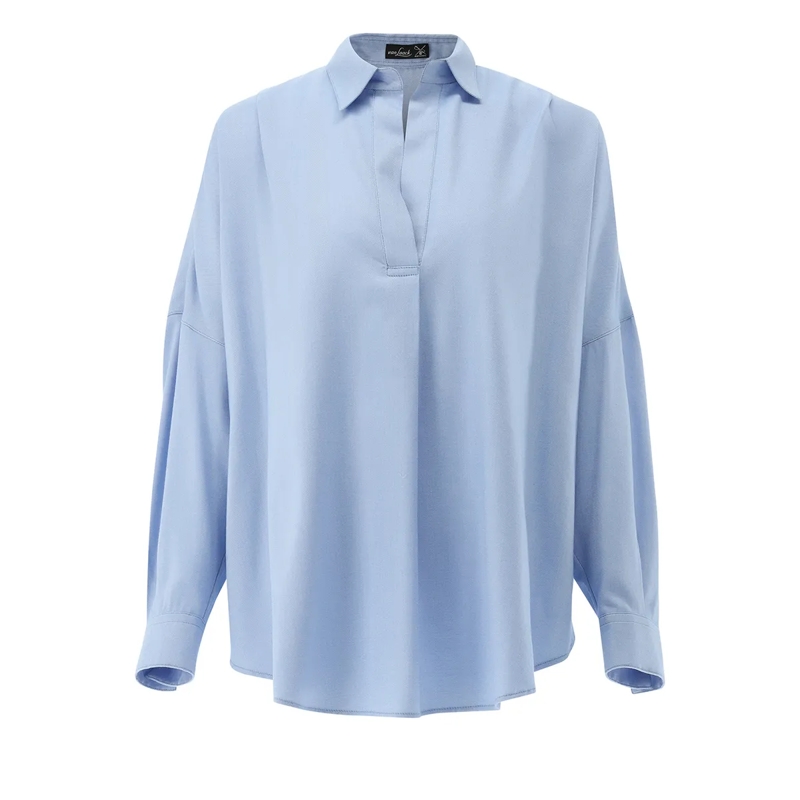 VAN LAACK Bluse Bluse Comfort Fit Uni blau