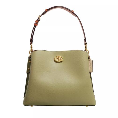 Coach Colorblock Leather With Coated Canvas Signature In Moss Multi Crossbody Bag