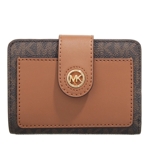 MICHAEL Michael Kors Bi-Fold Portemonnaie Mk Charm Small Tab Compact Pocket Wallet Brn/Acorn