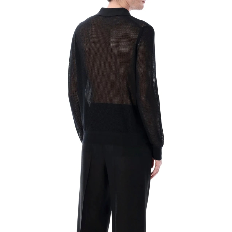 Tom Ford  Mesh Cotton Slik V Neck Knit Nero schwarz(Image 2)