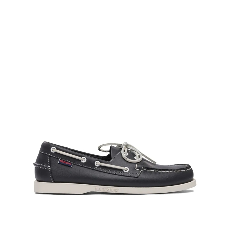Sebago Bootsschoenen Leather Boat Loafers With Contrasting Stitching Black