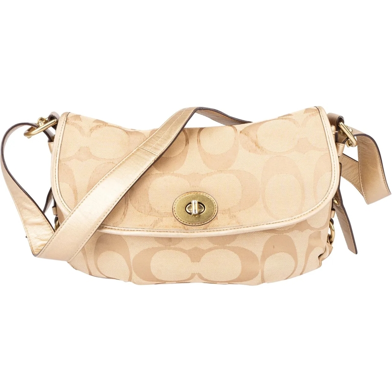 Coach Fourre-tout Coach Big Monogram Turnlock Crossbody Bag beige