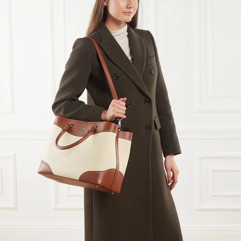 Lauren Ralph Lauren Shopper Marcy 36 Satchel Large Light Natural/Lauren Tan (Image 2)