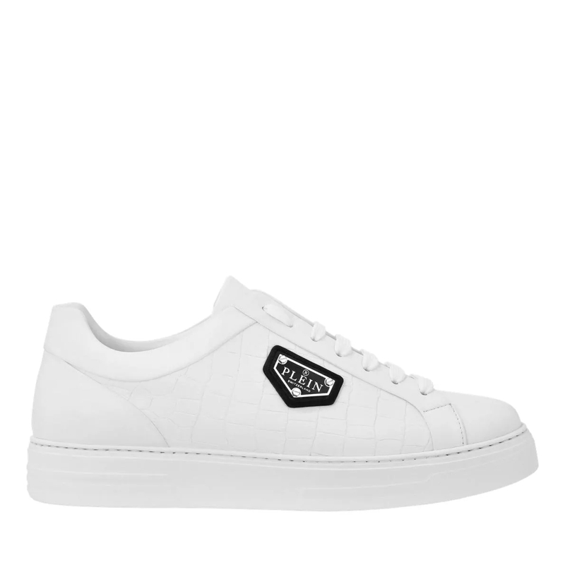 Philipp Plein Low-Top-Sneaker Low-Top Turnschuhe Crocco Print weiss