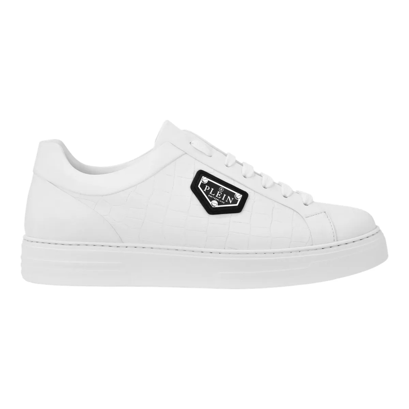 Philipp Plein Low-Top-Sneaker Low-Top Turnschuhe Crocco Print weiss(Image 2)