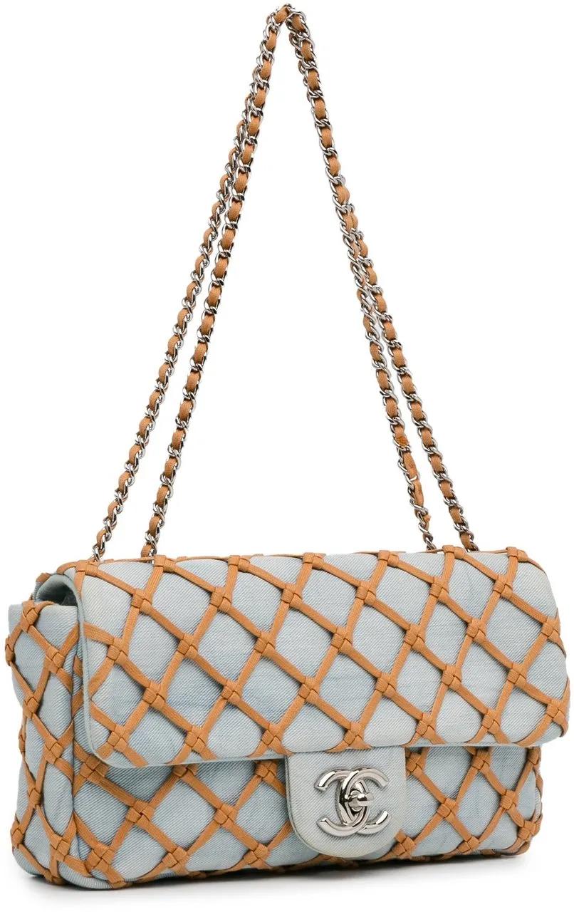 Chanel Hobo bags 2010-2011 Small Denim Canebiers Net Flap in blauw