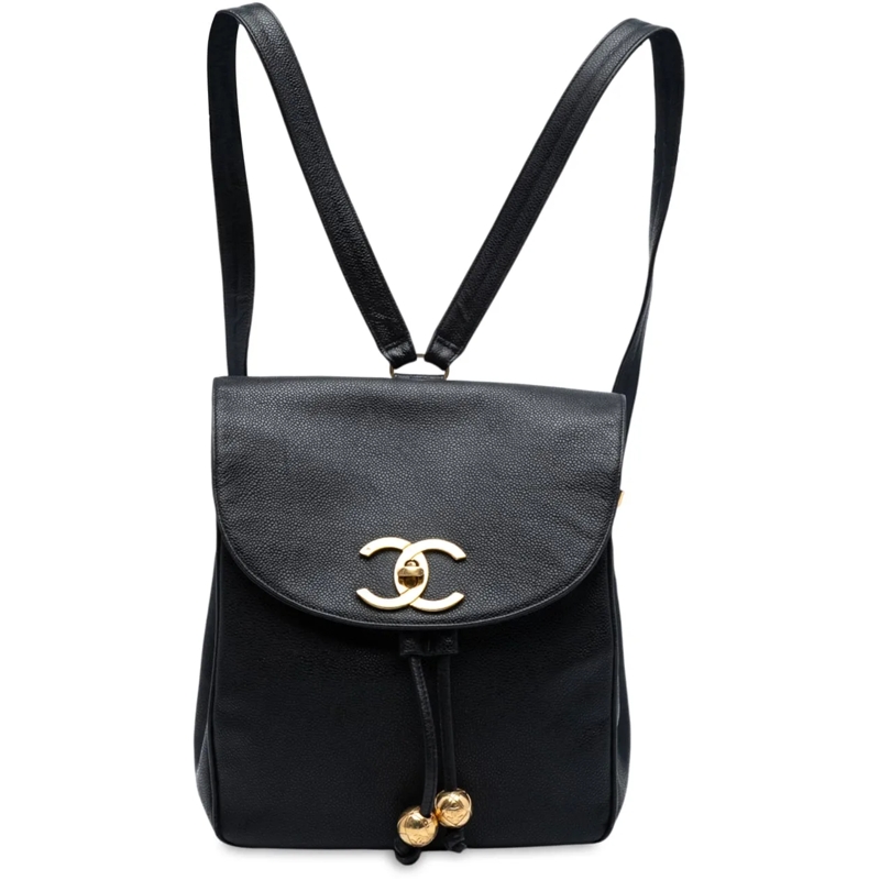 Chanel Sac à dos CC Caviar Turn Lock Backpack schwarz