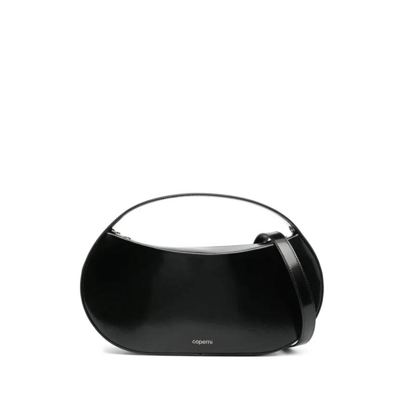 Coperni Schultertasche Curve-Edge Black Patent Leather Handbag Black