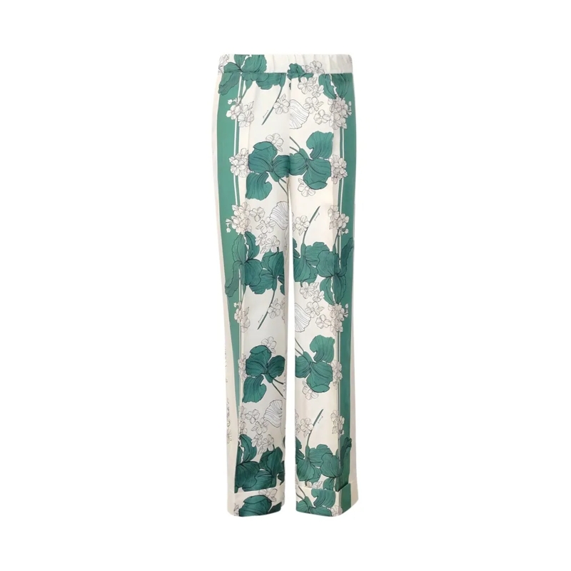 P.A.R.O.S.H.  Serenella Green Silk Twill Pants White