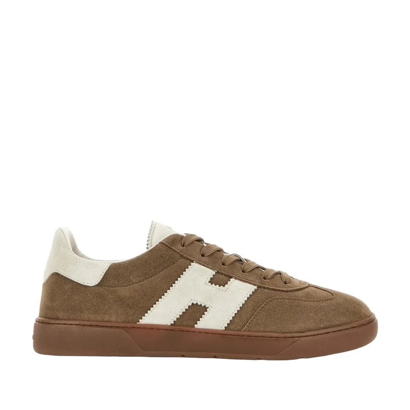 Hogan Lage-top sneaker Lace-Up Brown Sneakers With Contrasting White Acce Brown