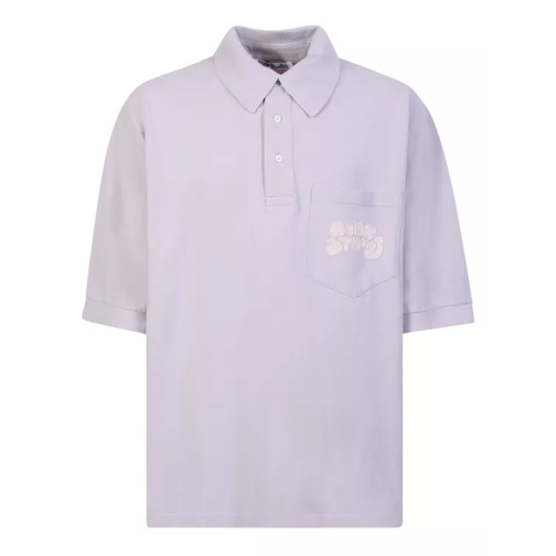Acne Studios Embroidered-Logo Lilac Polo Shirt Purple Skjortor