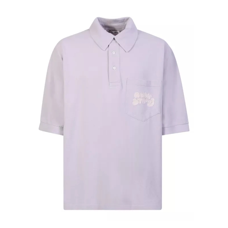 Acne Studios Polohemd Embroidered-Logo Lilac Polo Shirt Purple