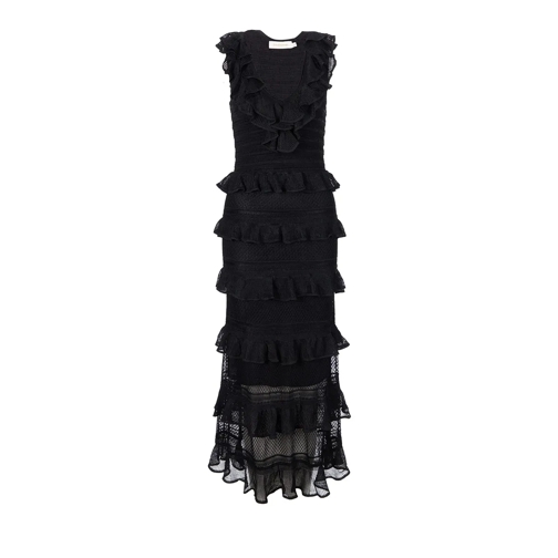 Zimmermann Maxikleider Crush Frilled V Neck Dress black