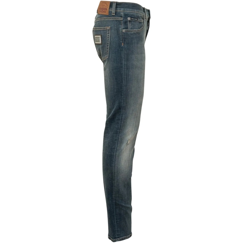 Dolce&Gabbana Slim-Fit-Jeans Jeans Cinque Tasche con Chiusura con Bottone blau(Image 3)