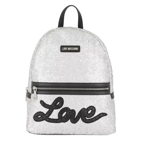 Love Moschino Backpack Love Sequins Metallic Argento Zaino