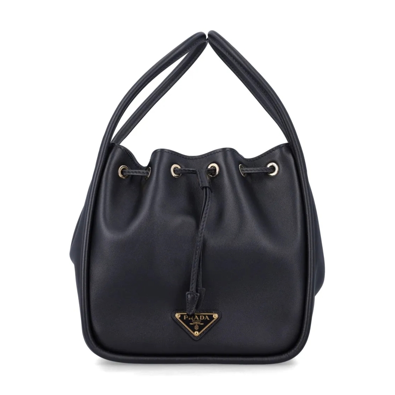 Prada Bucket Bag Bucket Bag In Supple Calf Leather With Enamelled L Black