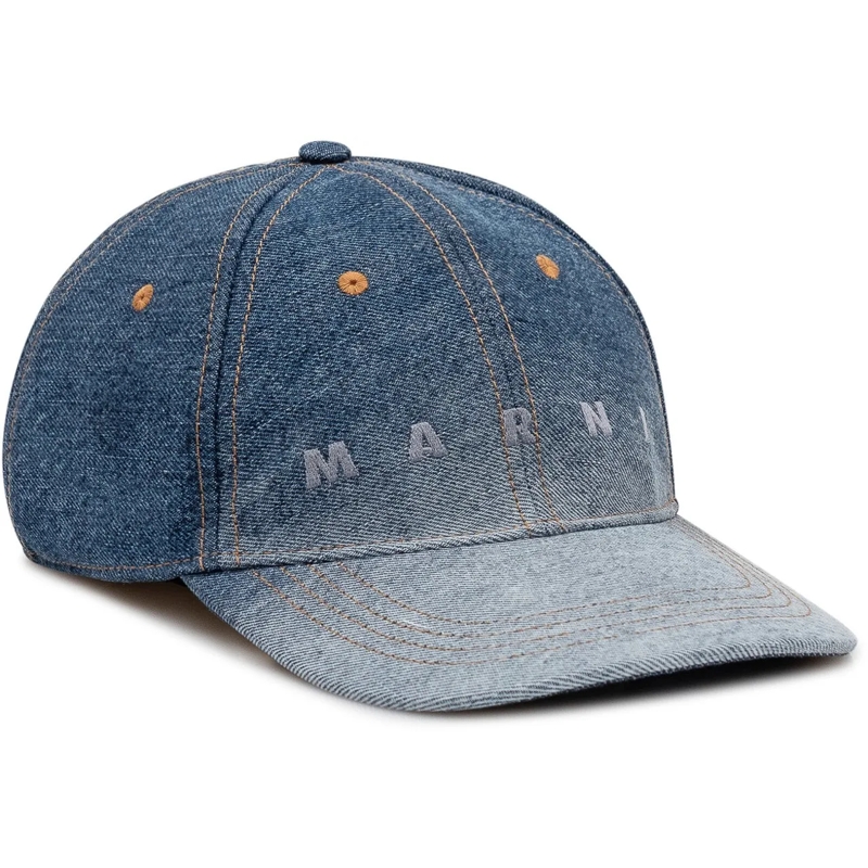 Marni  Cappello Denim con Visiera Curva e Logo Ricamato blau(Image 2)