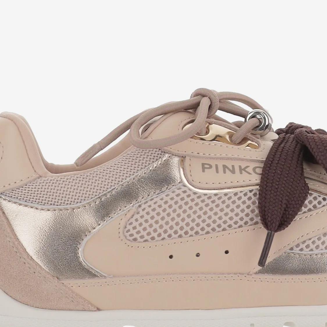 Thumbnail - Pinko Low-Top Sneaker - Two-Tone Sneakers With Technical Mesh Inserts - Gr. 39 (EU) - in Beige - für Damen