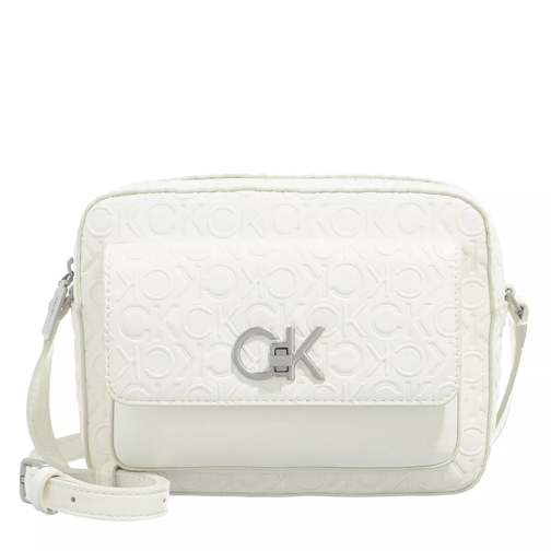 Calvin Klein Re Lock Camera Bag W Flap Emb Mn Marshmallow Crossbody Bag