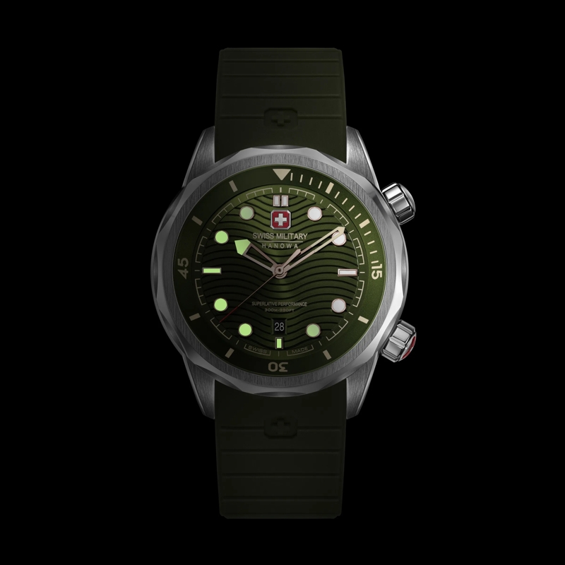 Swiss Military Hanowa Quarzuhr Quarzuhr Breakwater- 3 Zeiger Uhr- Wasserbestän grün(Image 5)