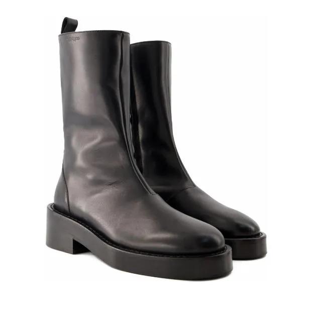 Courrèges Boots & Stiefeletten - Zipped Ankle Boots - Leather - Black - Gr. 36 (EU) - in Schwarz - für Damen