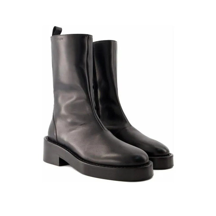 Courreges Zipped Ankle Boots Leather Black Black Stiefel