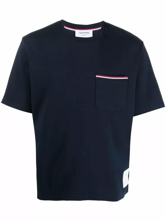 Thom Browne - Navy Blue Ribbed T-Shirt - Größe 4 - blue