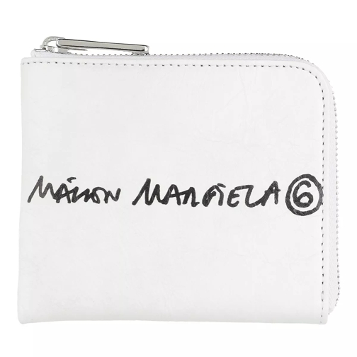MM6 Maison Margiela Zip Around Wallet Small White MM6 Print Zip-Around Wallet